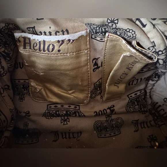 RARE FIND: Y2K 2008 Juicy Couture Black leather handbag w/quilted heart design - Picture 7 of 7